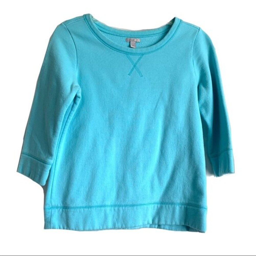Old Navy VTG Soft Crewneck Pullover Sweatshirt Aqua Blue 3/4 Sleeve Women Small